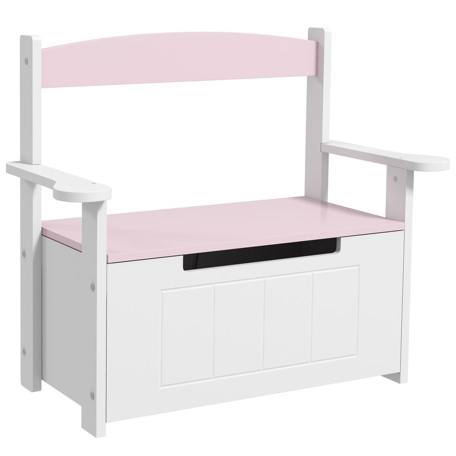 AIYAPLAY Kinder-Sitztruhe mit Stauraum & Soft‑Close, Rückenlehne, 68,5×34×58 cm, Rosa/Weiß   Aosom von AIYAPLAY