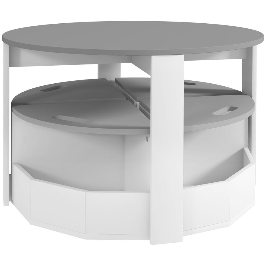 AIYAPLAY Set mit Tisch und Hockern für Kinder 5-teilig, Tisch und Stühle Set mit Platzsparendem Stauraum aus Holz, Grau   Aosom von AIYAPLAY