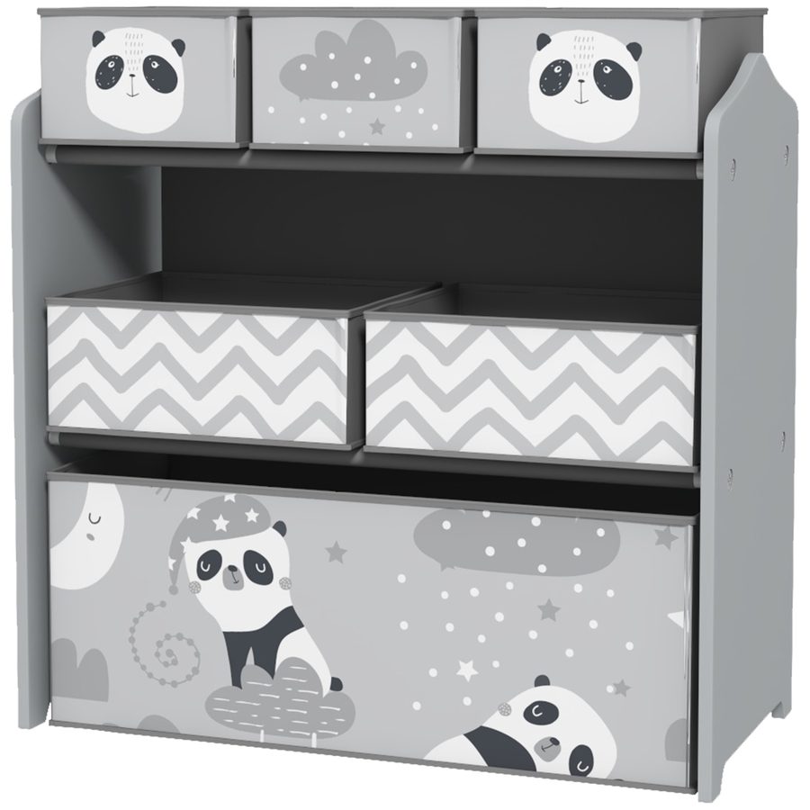 ZONEKIZ Spielzeugregal für Kinder mit 6 abnehmbaren Stoffbehältern, Mehrzweckspielzeugorganisator für Kinderzimmer und Spielzimmer, 63x30x66 cm, Grau   Aosom von ZONEKIZ