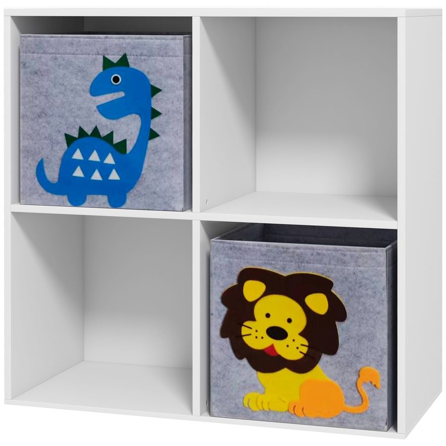 ZONEKIZ Kinderregal Bücherregal mit 2 Aufbewahrungsboxen Kinderzimmerregal Spielzeugregal für Kinderzimmer Weiß+Grau 61,8 x 29,9 x 61,8 cm   Aosom von ZONEKIZ