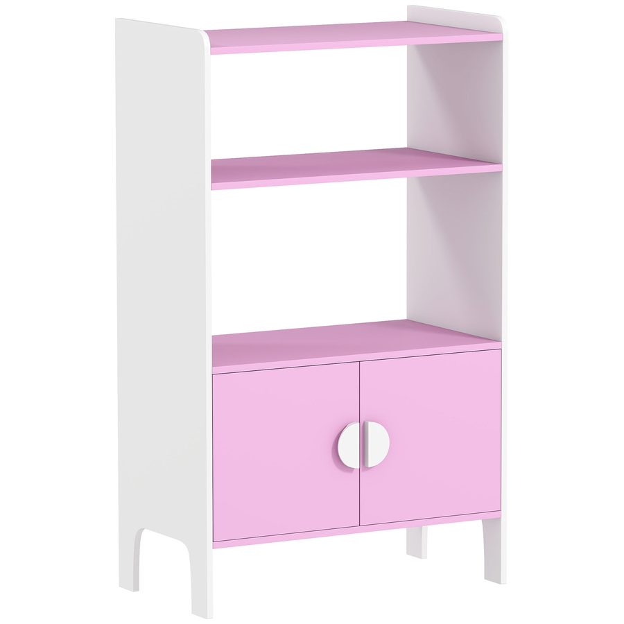 AIYAPLAY Bücherregal Kinder Kinderregal mit 2 Offene Ablage, 2 Schränke, Aufbewahrungsregal mit Kippschutz, rutschfesten Füßen, Spielzeugregal Standregal für Kinderzimmer 60 x 35 x 100 cm Rosa   Aosom von AIYAPLAY