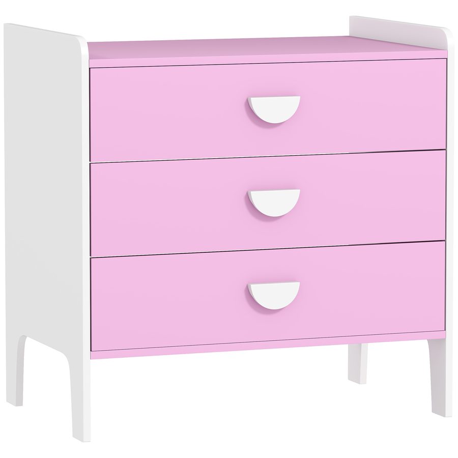 AIYAPLAY Spielzeugschrank für Kinder, Aufbewahrungsschrank mit 3 Schubladen, Kommode Spielzeug-Organizer Kinderregal für Kinderzimmer, Wohnzimmer, 60 x 40 x 60 cm Rosa+Weiß   Aosom von AIYAPLAY