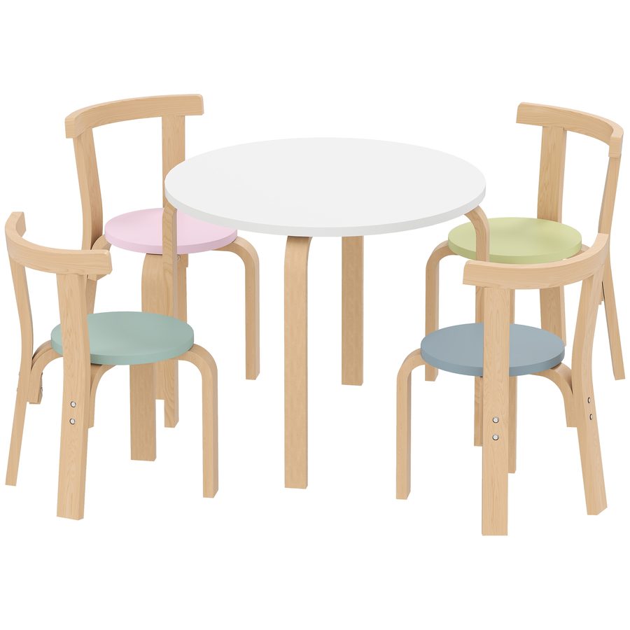 AIYAPLAY Kindertisch Holz mit 4 Stühlen 5-teilig Kinder Tisch Stuhl Set Kindersitzgruppe Sitzgruppe für Kinderzimmer, für 3-8 Jahre Kinder, Bunt   Aosom von AIYAPLAY