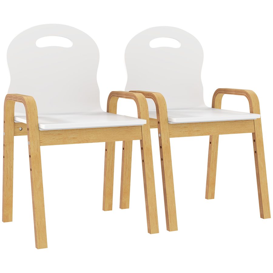 AIYAPLAY 2er Set Kinderstuhl aus Holz Stapelbar Höhenverstellbar Schreibtischstuhl mit Armlehne, bis 80 kg, leicht tragbar Kinder Stuhl für 3-15 Jahren 39x34x61,5 cm für Drinnen Draußen Kinderzimmer   Aosom von AIYAPLAY