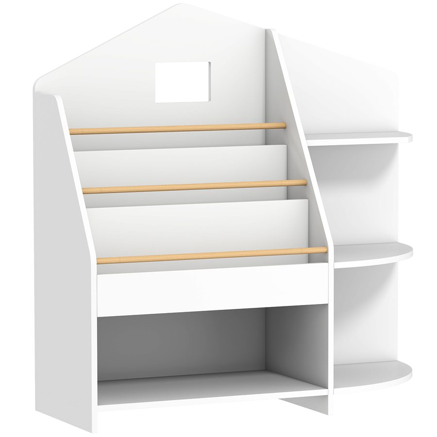 AIYAPLAY Bücherregal für Kinder Kinderregal mit 4 offenen Fächer 3 Ablagen Aufbewahrungsregal aus Kiefernholz Spielzeugregal für Spielzeug Bücher Standregal für Kinderzimmer 80L x 30B x 79,7cm Weiß   Aosom von AIYAPLAY