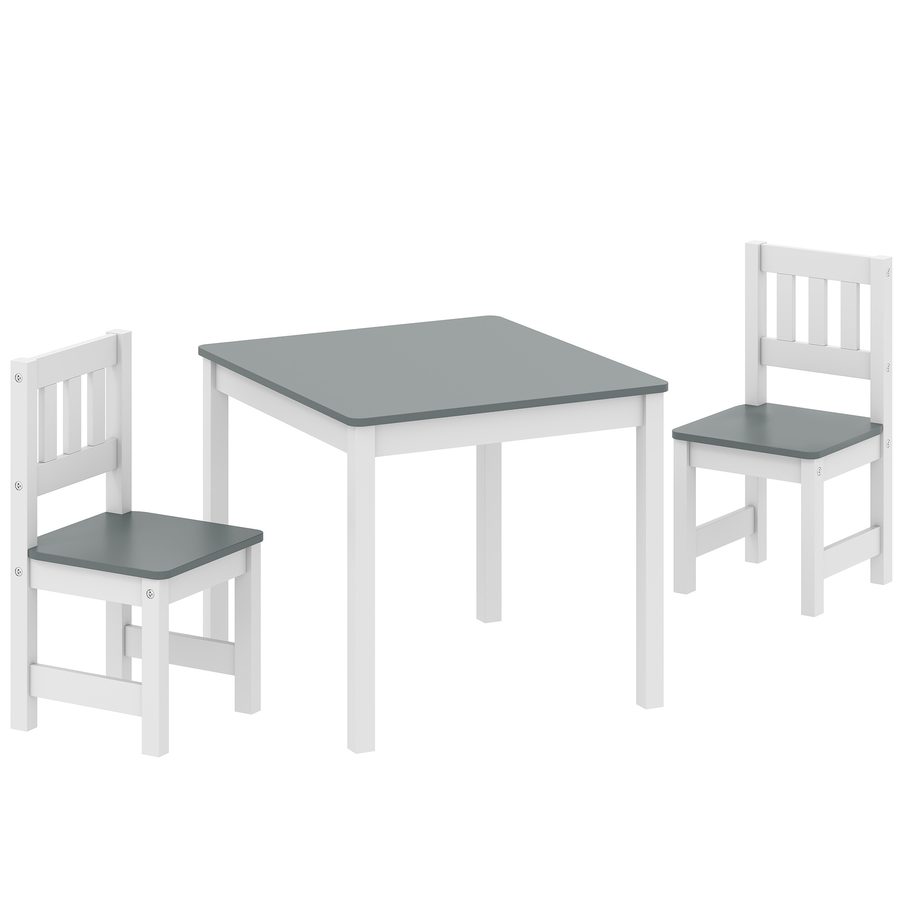 AIYAPLAY Kindertisch mit 2 Stühlen, 3tlg Kindersitzgruppe, Maltisch, Sitzgruppe für Kinder, Kindermöbel für Kinderzimmer, Kindergärten, 56 x 52 x 48 cm Grau   Aosom von AIYAPLAY