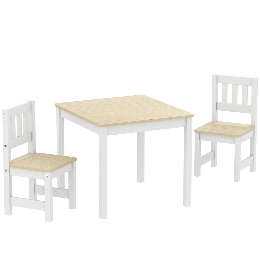 AIYAPLAY Kindertisch mit Stühlen, Tisch- und 2‑Stühle-Set aus Holz zum Zeichnen, Spielen, Lernen, Geschenk für Mädchen und Jungen 3-8 Jahre, für Spielzimmer, Schlafzimmer, Kindergarten, Naturholz   Aosom von AIYAPLAY
