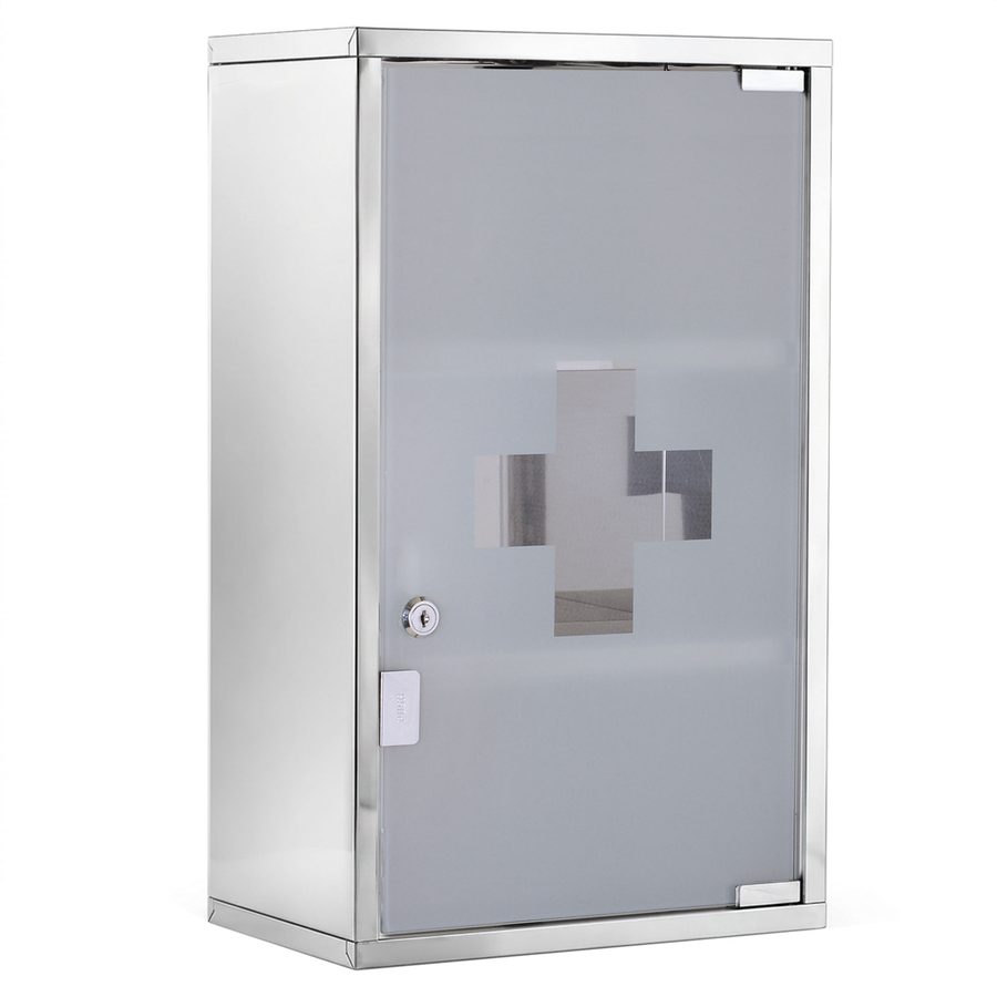 HOMCOM Medizinschrank Erste Hilfe Schrank aus Edelstahl mit Schloss 30x18x50cm für sichere Aufbewahrung   Aosom.de von HOMCOM
