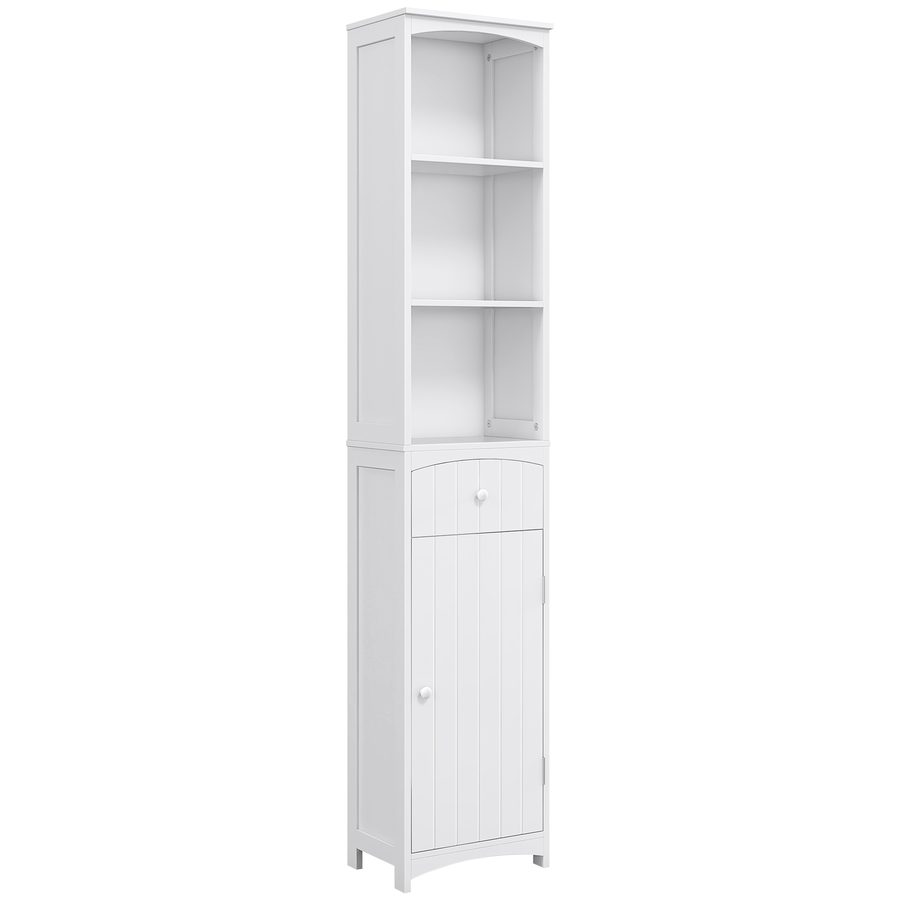 HOMCOM Badezimmerschrank Hochschrank Badregal 34x24x170cm, MDF in Weiß, elegantes Design für Ihr Badezimmer   Aosom.de von HOMCOM