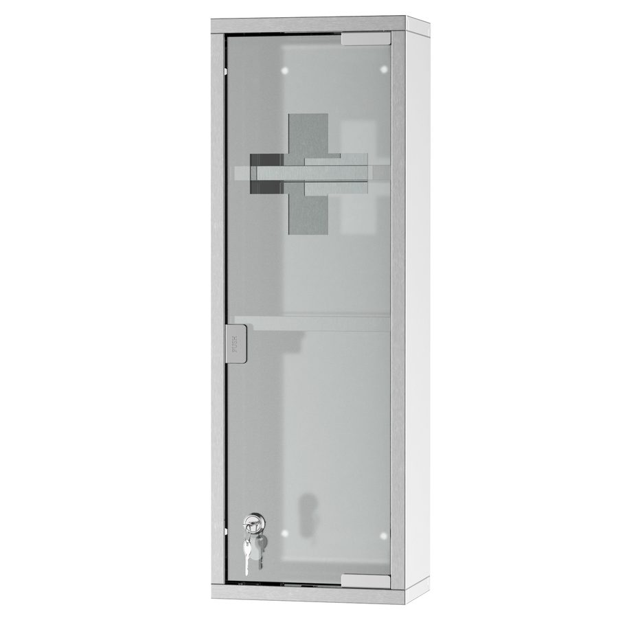 kleankin Arzneischrank Erste-Hilfe-Schrank 20x12x58cm aus Edelstahl mit Mattglas in Silber, ideal für Zuhause & Büro   Aosom.de von Kleankin