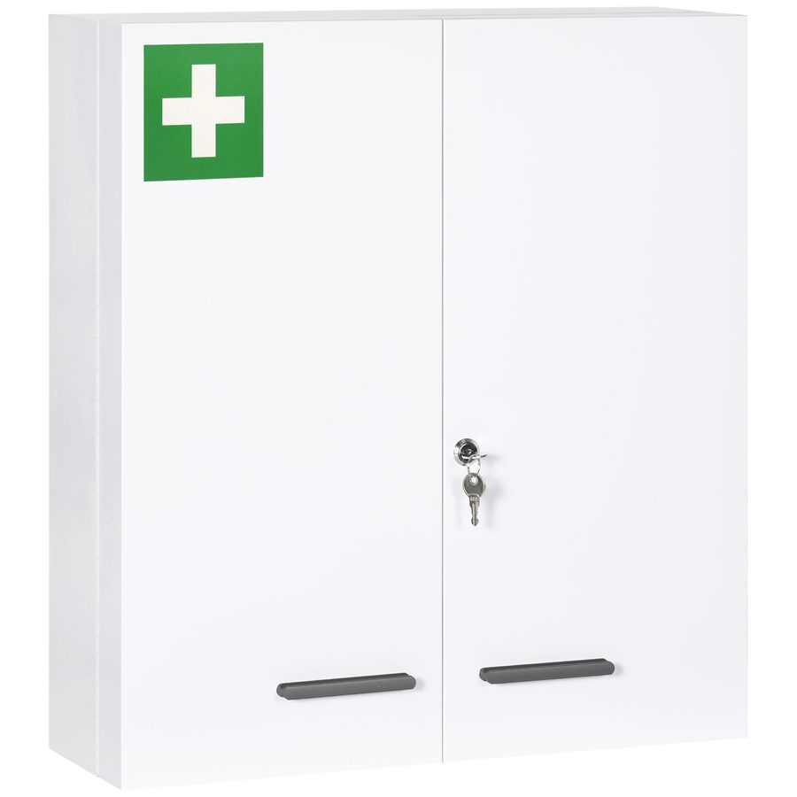 kleankin Medizinschrank 2-türig mit 6 Einlegeböden, apothekerschrank für Wandmontage aus Stahl in Weiß 55x18x60cm für Medikamente & Pflegeprodukte   Aosom.de von Kleankin