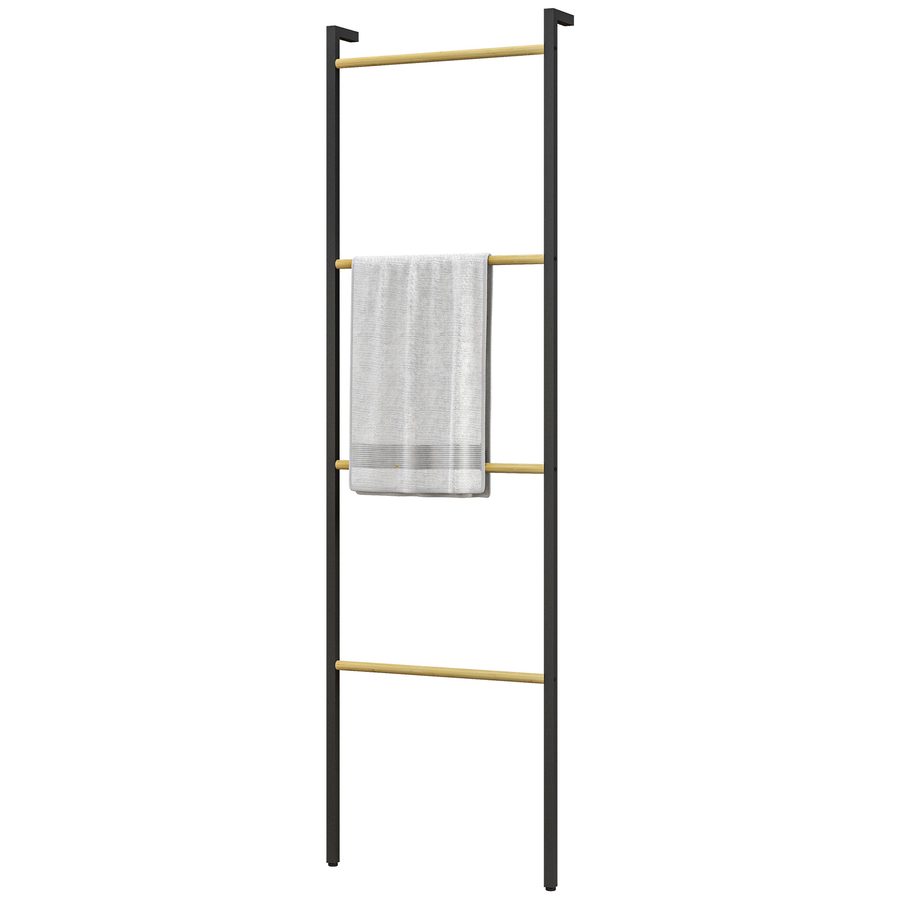 HOMCOM Handtuchleiter 49 x 167,5 cm Handtuchhalter mit 4 Stangen platzsparend für Badetücher Kleidung Decken Zeitungen aus Stahl Schwarz   Aosom.de von HOMCOM