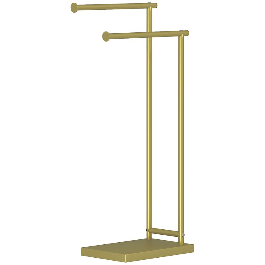 HOMCOM Stand-Handtuchhalter mit 2 Ebenen, gestufter Bad-Handtuchhalter mit 2 Stangen und Metallrahmen, moderner Stil, L-förmig, 35,5x20x78 cm, Gold   Aosom von HOMCOM
