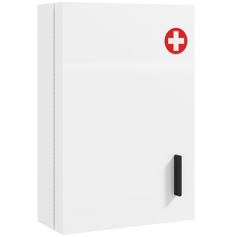 HOMCOM Medizinschrank, abschließbarer Medikamentenschrank mit 6 Regalen, Arzneischrank aus Stahl, für Küche, Flur, Wohnzimmer, 40 x 18 x 60 cm, Weiß   Aosom von HOMCOM