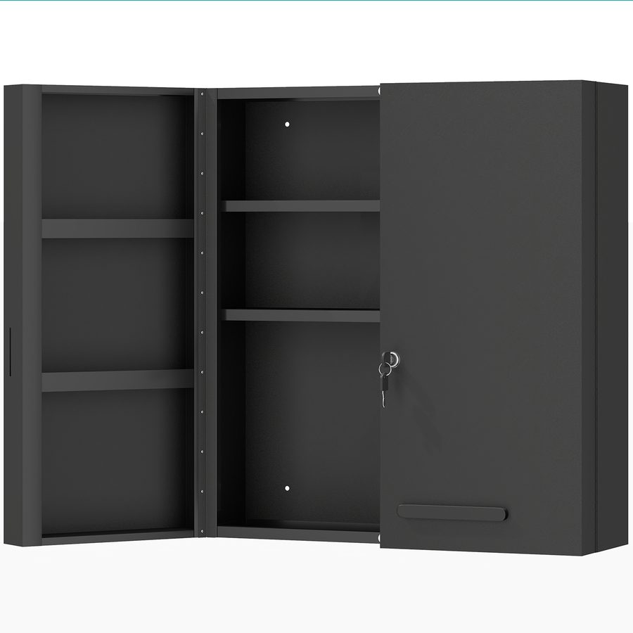 kleankin Medizinschrank, abschließbarer Medikamentenschrank mit 2 Türen und 6 Regalen, Erste-Hilfe-Schrank für Küche, Flur, Wohnzimmer, Stahl, 55 x 18 x 60 cm, Anthrazit Schwarz   Aosom von Kleankin