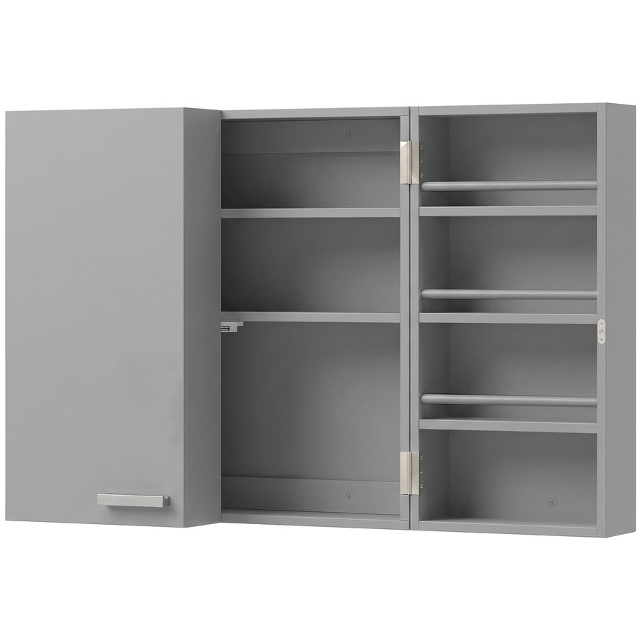 HOMCOM Medizinschrank abschließbar 2-türig Medikamentenschrank mit 11 Fächer 2 Schlüssel Hängend Arzneischrank für Küche, Flur, Wohnzimmer, 53 x 20 x 53 cm, Grau   Aosom von HOMCOM