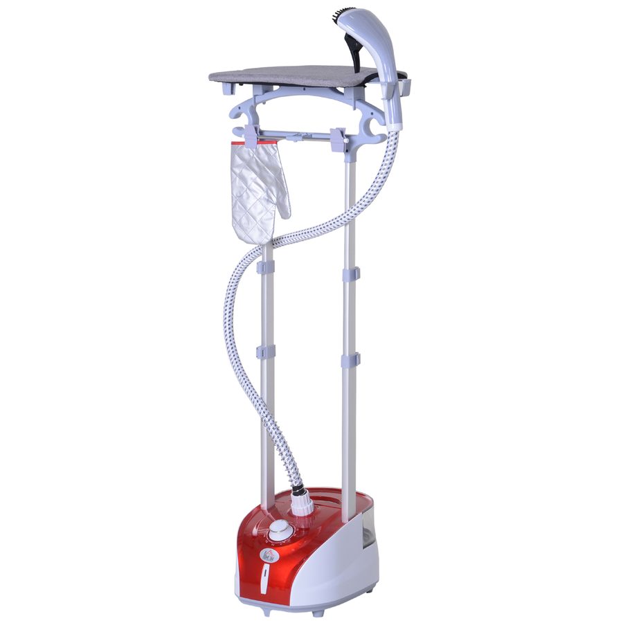 HOMCOM Dampfbügler 1950 W mit integriertem Bügelbrett, 2 L Wassertank, Teleskopstange, Handschuh + Kleiderbügel, Rot   Aosom von HOMCOM