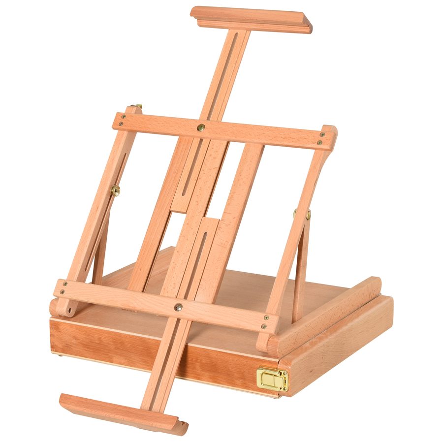 Vinsetto Staffelei Atelierstaffelei aus Buchenholz, faltbar & winkelverstellbar, mit Schublade, Natur, 42x36x12,5cm für Künstlerbedarf   Aosom.de von Vinsetto