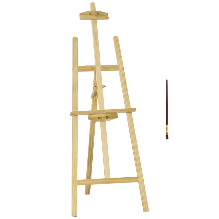 HOMCOM Staffelei Atelierstaffelei aus Kiefernholz 90° einstellbar Natur 51,5x71,5x134,5cm für Maler & Künstler   Aosom.de von HOMCOM