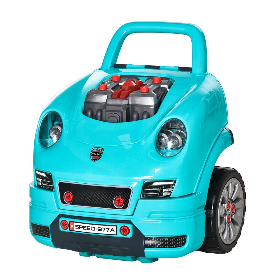 HOMCOM LKW Mechaniker 2 in 1 - Kinder Bastelset - Mechaniker Nachahmungsspiel - zahlreiche Zubehörteile insgesamt 61 Teile - Sound- und Lichteffekte - Blau   Aosom von HOMCOM