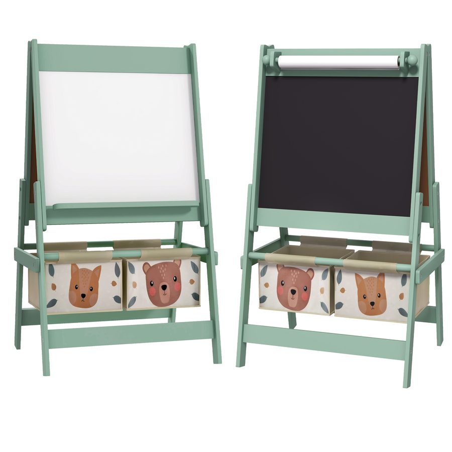 AIYAPLAY Kindertafel, 3 in 1 Kinder Staffelei, Doppelseitige Kinder Spieltafel, Whiteboard & Kreidetafel, Standtafel mit Papierrolle  Aosom von AIYAPLAY