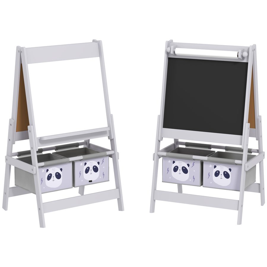 AIYAPLAY Kinder Staffelei, Kindertafel Doppelseitige Whiteboard und Tafel Standtafel mit Papierrolle, inkl. Zubehör für Kinder Jungen & Mädchen 3-8 Jahre   Aosom von AIYAPLAY