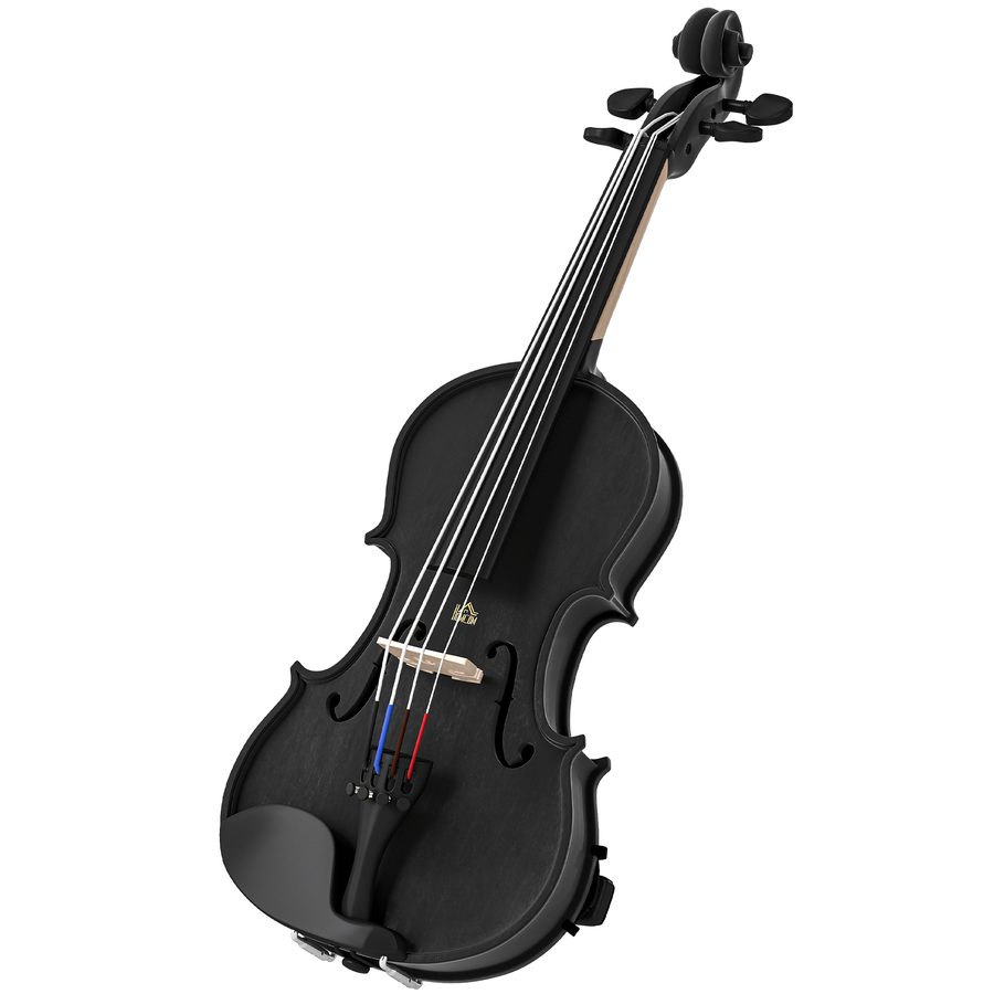 HOMCOM 4/4-Violine aus Holz für Einsteiger und Erwachsene mit Etui, Bogen, Schulterstütze und Kolophonium, Decke aus Fichten-Sperrholz sowie Hals und Kopf aus Ahorn, Schwarz   Aosom von HOMCOM