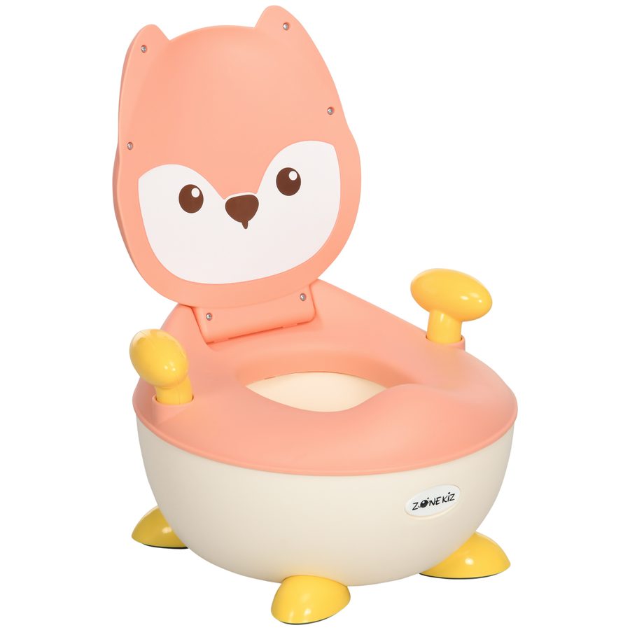 ZONEKIZ Kinder Töpfchen Kindertoilette im Fuchs-Design, rutschfester Topfstuhl mit Griff und Klappdeckel für 6 Monate bis 3 Jahre   Aosom.de von ZONEKIZ
