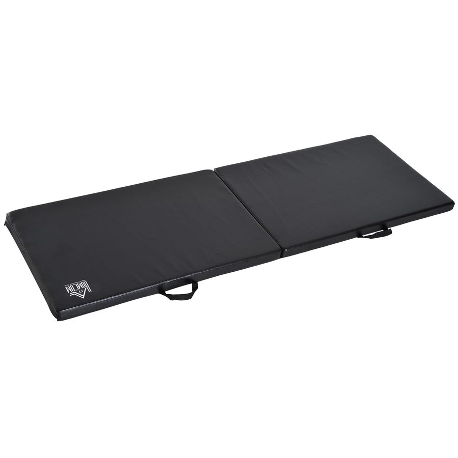 HOMCOM Gymnastikmatte Yoga Pilates Fitness faltbar tragbar 180L x 60B x 5H cm synthetisches Material Schwarz   Aosom von HOMCOM