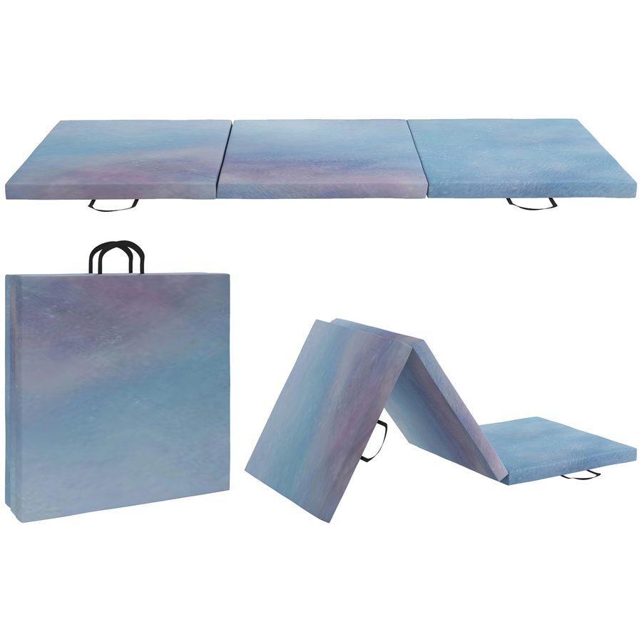 HOMCOM Faltbare Gymnastikmatte, dicke Gymnastikmatte, 180 x 60 x 5 cm, mit Griff, Bodenmatte für Yoga, Sport, Fitness, Pilates, synthetische Beschichtung, blau   Aosom von HOMCOM