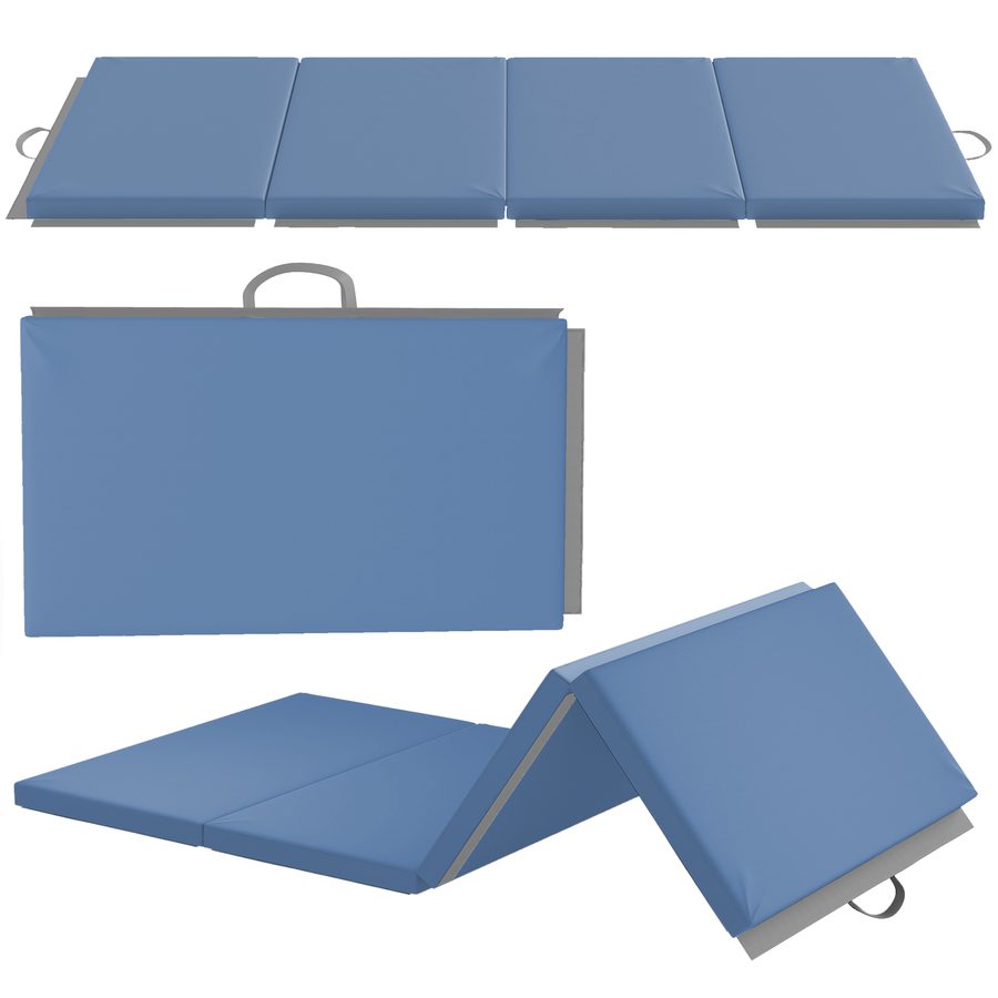 HOMCOM faltbare Gymnastikmatte, dicke Gymnastikmatte, 180 x 80 x 5 cm, mit Griff, Bodenmatte für Yoga, MMA, Sport, Fitness, Pilates, synthetischer Bezug, hellblau   Aosom von HOMCOM