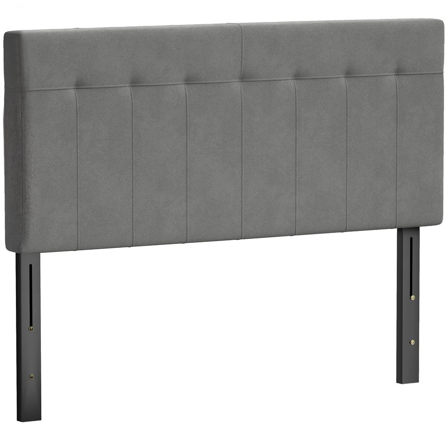 HOMCOM Kopfteil 3-fach höhenverstellbar Bettkopfteil mit Metallbeinen gesteppt Polsterkopfteil mit Samtoptik für Schlafzimmer 140 x 10 x 106/116/126 cm Grau   Aosom von HOMCOM