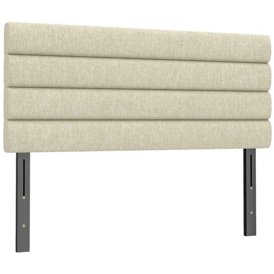 HOMCOM Kopfteil 140 cm, 3-stufig höhenverstellbar 106/116/126 cm, Gepolstertes Leinen-Kopfteil, Liniensteppung, mit Stahlbeinen, zur Wandmontage, Kopfteil für Schlafzimmer, Beige   Aosom von HOMCOM