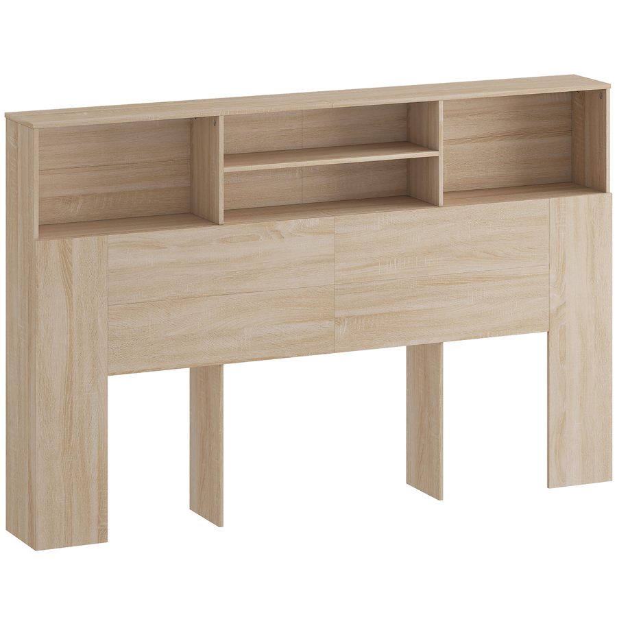 HOMCOM freistehendes Kopfteil 160 cm mit Stauraum, modernes Bettzubehör mit 4 offenen Fächern für Schlafzimmer, 160 x 20,2 x 108,2 cm, Naturholz   Aosom von HOMCOM
