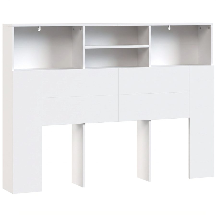 HOMCOM Kopfteil für Bett 140 cm mit Stauraum, Kopfteil mit 4 offenen Fächern, modernes Kopfteil für Schlafzimmer, Weiß   Aosom von HOMCOM