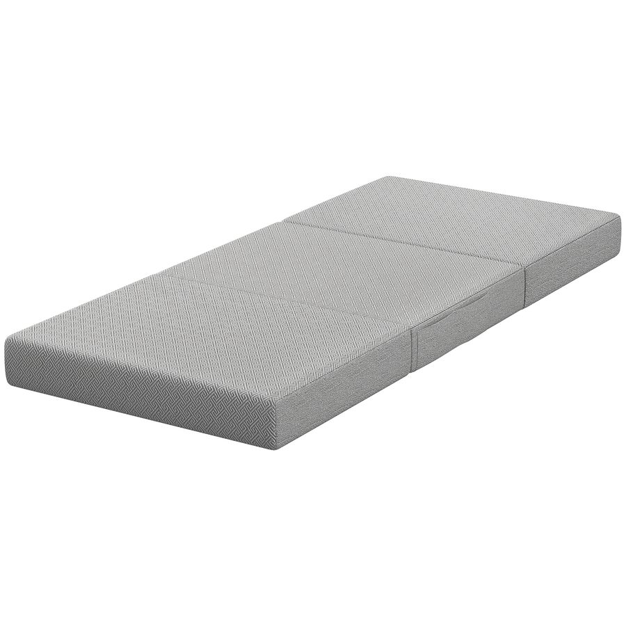 HOMCOM Klappmatratze 200 x 90 cm, 15 cm 3-teilige klappbar Gästematratze, Faltmatratze mit waschbarem Bezug, Reisematratze aus Gel-Memory-Schaum für Gäste, Reisen, Yoga, Oeko-Tex geprüft   Aosom von HOMCOM
