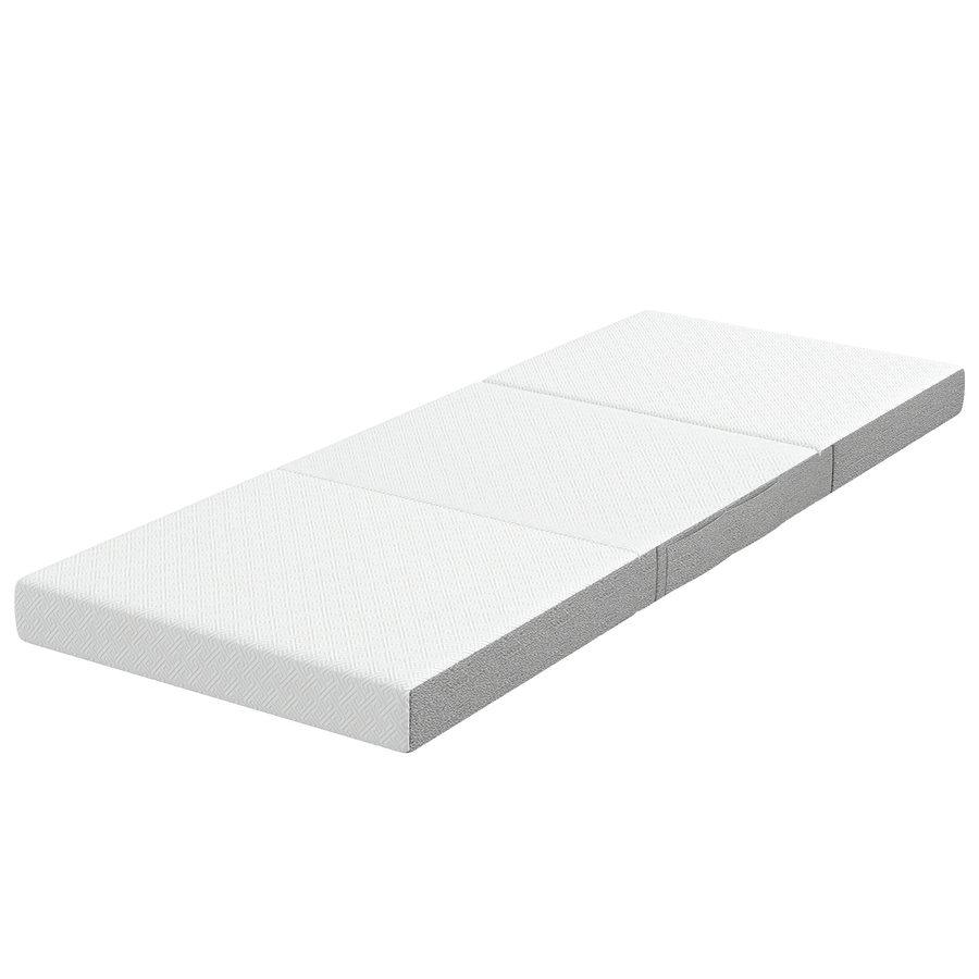 HOMCOM Dreiteilige Klappmatratze 75x195 cm, 10 cm, Tragbare Bodenmatratze mit waschbarem Bezug, Seitentasche, Memory-Gel, Gäste Camping Reise, OEKO-TEX   Aosom