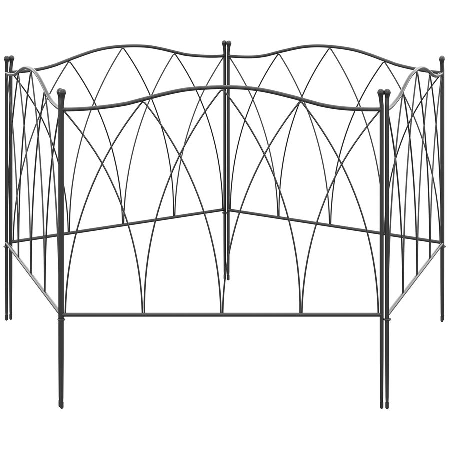 Outsunny Set mit 5 dekorativen Metallgartenzäunen - 305 x 62 cm schwarz   Aosom von Outsunny