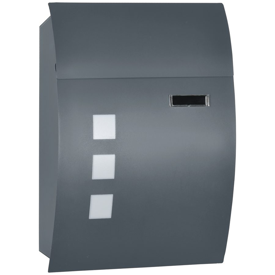 HOMCOM Briefkasten Postkasten mit Deckel, Schloss, Wandbriefkasten mit Sichtfenster Wasserloch aus Verzinktem Stahl, für Outdoor, 32 x 10 x 45 cm, Dunkelgrau   Aosom von HOMCOM