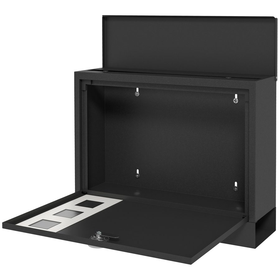 HOMCOM Postkasten Schwarz mit Zeitungsfach, Metall mit Sichtfenster, wasserabweisend, 2 Schlüssel, 36,5x11,5x29cm   Aosom.de von HOMCOM