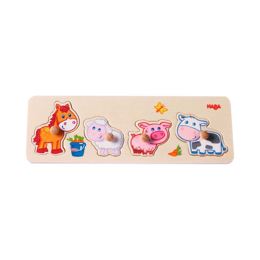 Haba Steckpuzzle Bauernhof-Tierkinder, 4 Puzzleteile