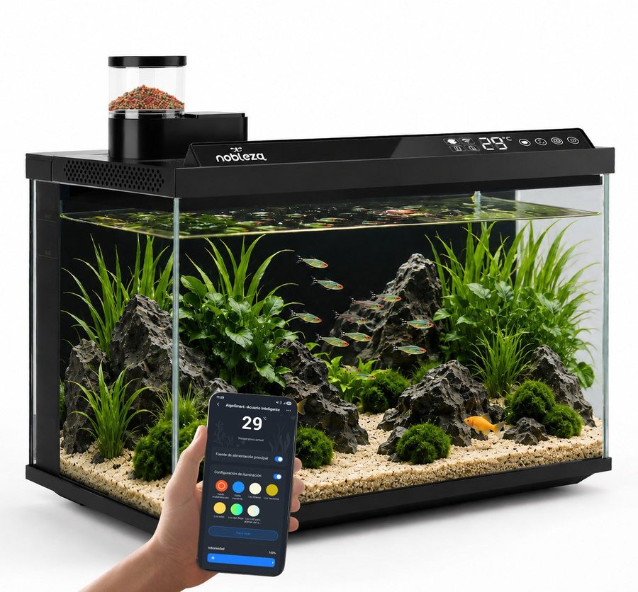 nobleza Aquarien-Set Intelligentes Fischbecken Smart Aquarium 44×24×28,5cm App-Steuerung von nobleza