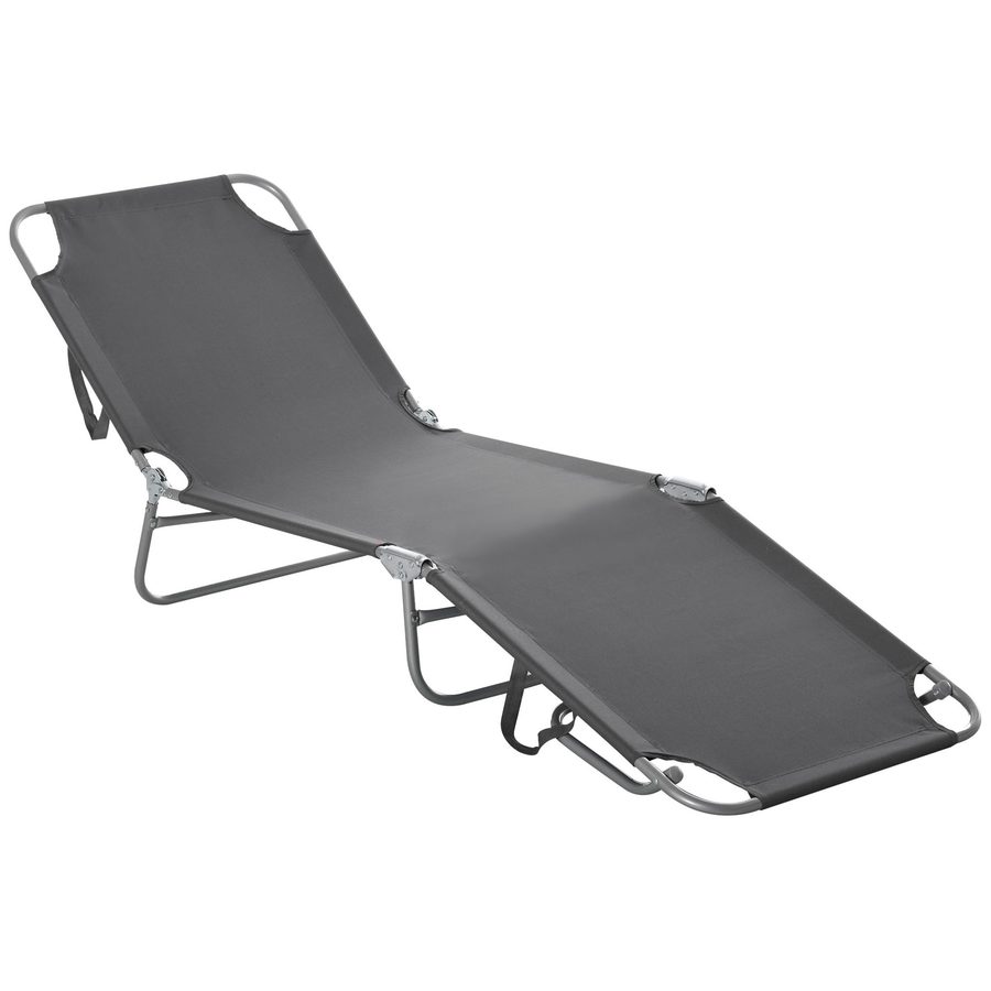 Outsunny Sonnenliege klappbar Gartenliege, Liegestuhl mit 5-Fach verstellbare Rückenlehne, wetterfeste Campingliege, Gartenstuhl bis 120 kg belastbar, für Garten Urlaub Outdoor Strand Pool, Grau   Aosom von Outsunny