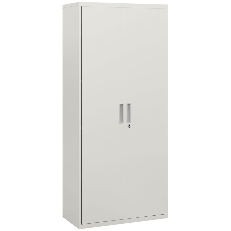 HOMCOM Aktenschrank, Büroschrank mit 2 Türen, 5 Ebenen Mehrzweckschrank mit verstellbarer Ablage, Aufbewahrungsschrank aus Stahl, für Arbeitszimmer, Wohnzimmer, Weiß   Aosom von HOMCOM