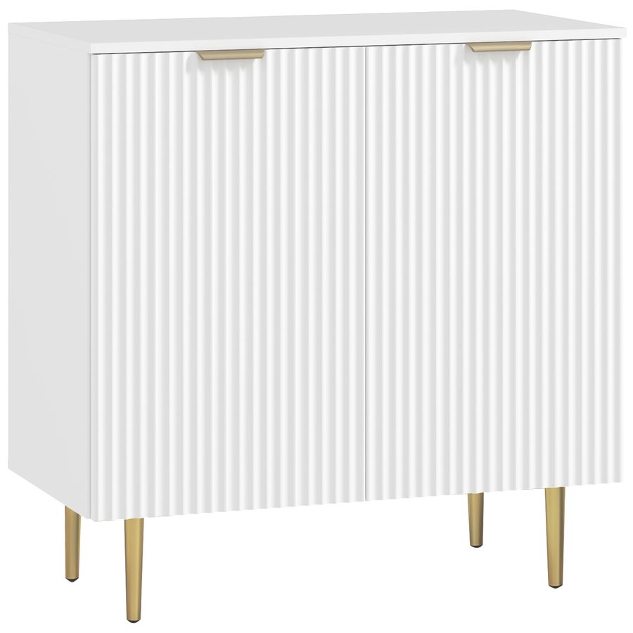 HOMCOM Küchenbuffet, Stauraummöbel, mit 2 Türen, verstellbares Regal, erhöhte Metallfüße, für Küche, Wohnzimmer, 80 x 40 x 80 cm, Weiß   Aosom von HOMCOM
