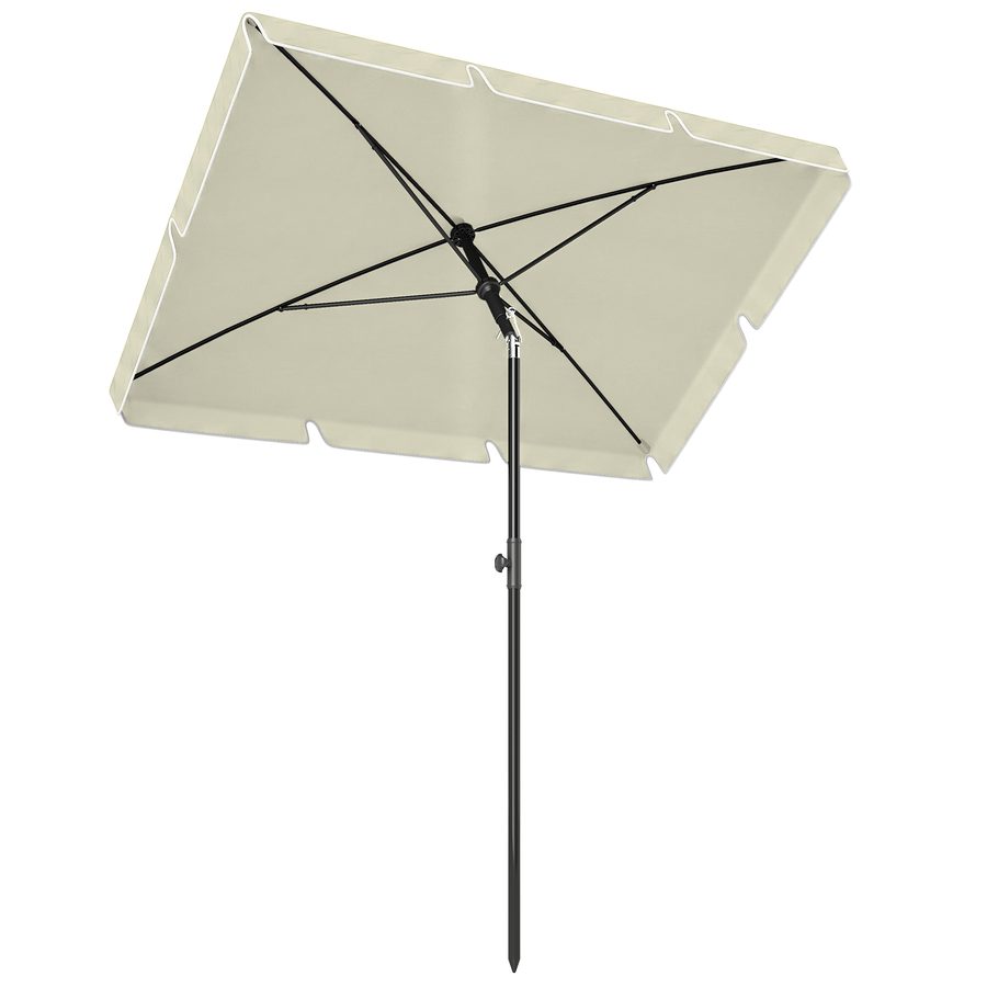 Outsunny Sonnenschirm  UV-Schutz Gartenschirm knickbar, perfekt für Balkon & Strand, Cremeweiß & Schwarz  Aosom von Outsunny
