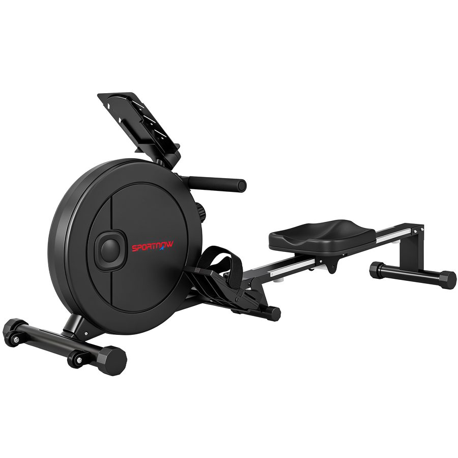 SPORTNOW Rudergerät für Zuhause, klappbar, leises magnetisches Rudergerät mit 16 Widerstandsstufen, Bluetooth-App, Aluminiumschiene, LCD-Display, Handyhalter, Rollen, platzsparend, max. 120 kg   Aosom von SPORTNOW