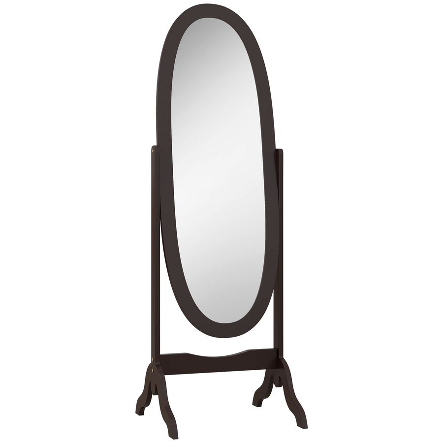 HOMCOM Standspiegel oval im Shabby-Chic, neigbar, Maße 48L x 46l x 147H cm, MDF, Kaffee   Aosom von HOMCOM