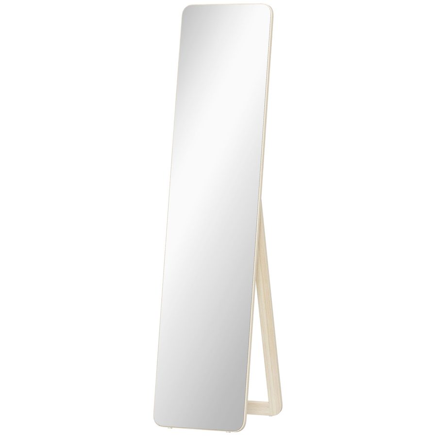 HOMCOM Großer rechteckiger Ganzkörperspiegel, 37 x 160 cm - freistehend oder wandmontierbar - für Schlafzimmer, Wohnzimmer und Ankleide, Naturholz   Aosom von HOMCOM