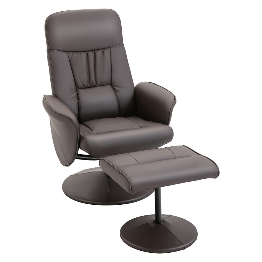 HOMCOM Relaxsessel mit Hocker Fernsehsessel mit Liegefunktion, Gepolstert TV Sessel, Drehbarer Polstersessel für Wohnzimmer, Schlafzimmer, bis 160 kg, Kunstleder, Braun   Aosom von HOMCOM